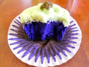 purple cupcake inside