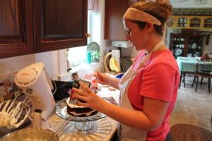 Assembling the Black Forest Cake